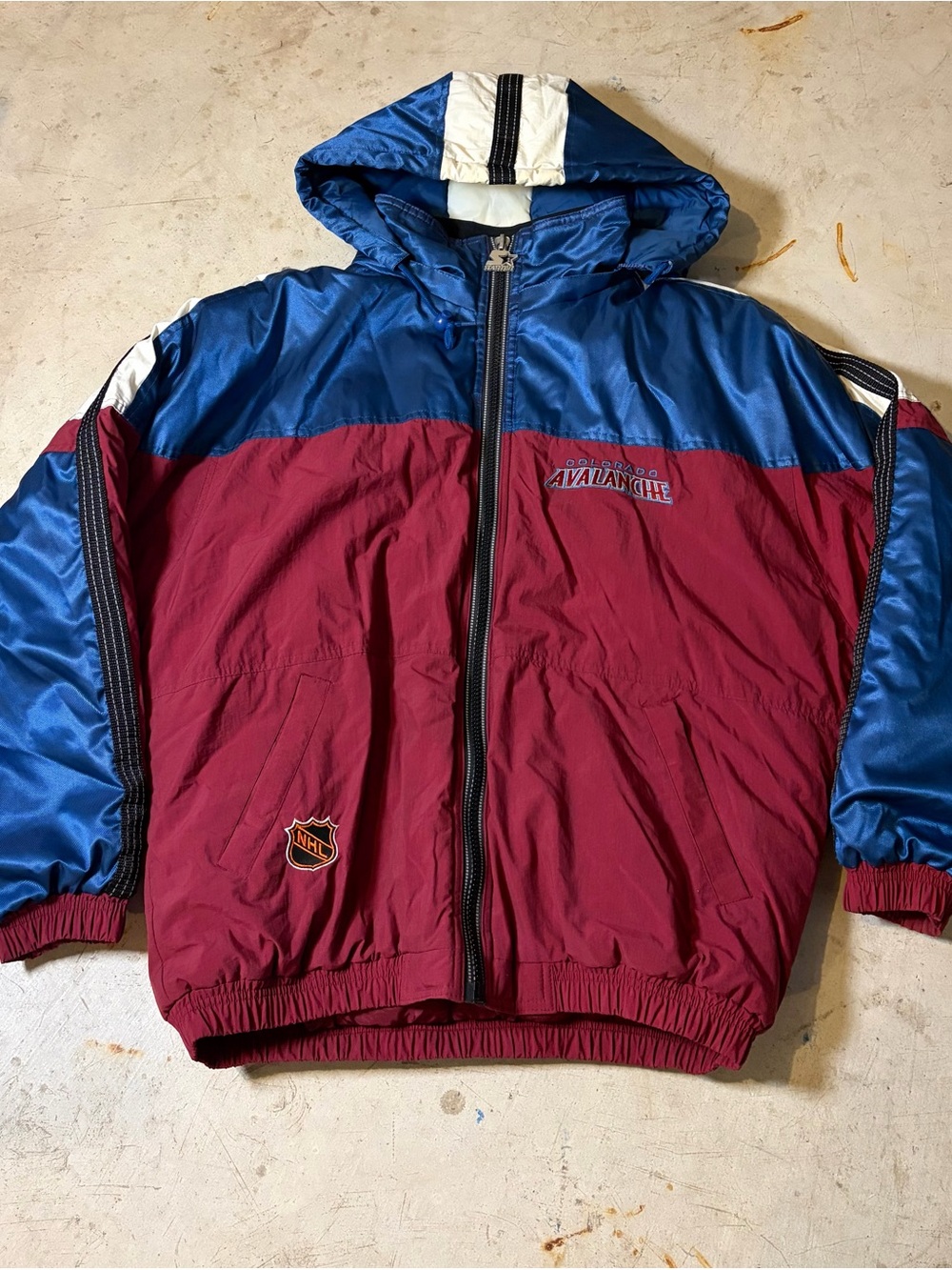 Starter Vintage Colorado Avalanche Hooded Jacket - Burgundy & Blue